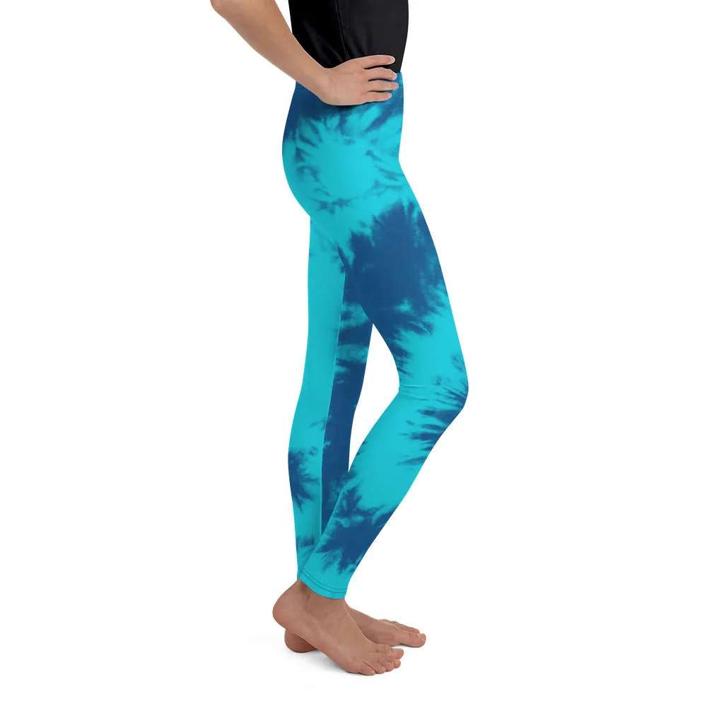 Blue & Aqua Tie Dye Youth Leggings