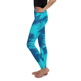 Blue & Aqua Tie Dye Youth Leggings