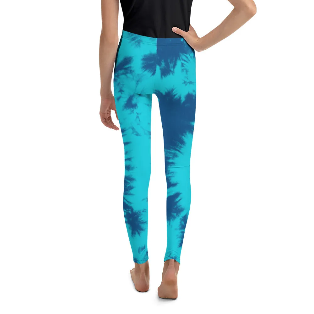 Blue & Aqua Tie Dye Youth Leggings