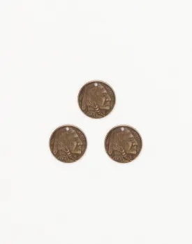 Brave Indian Coin, 13mm, (3pcs)