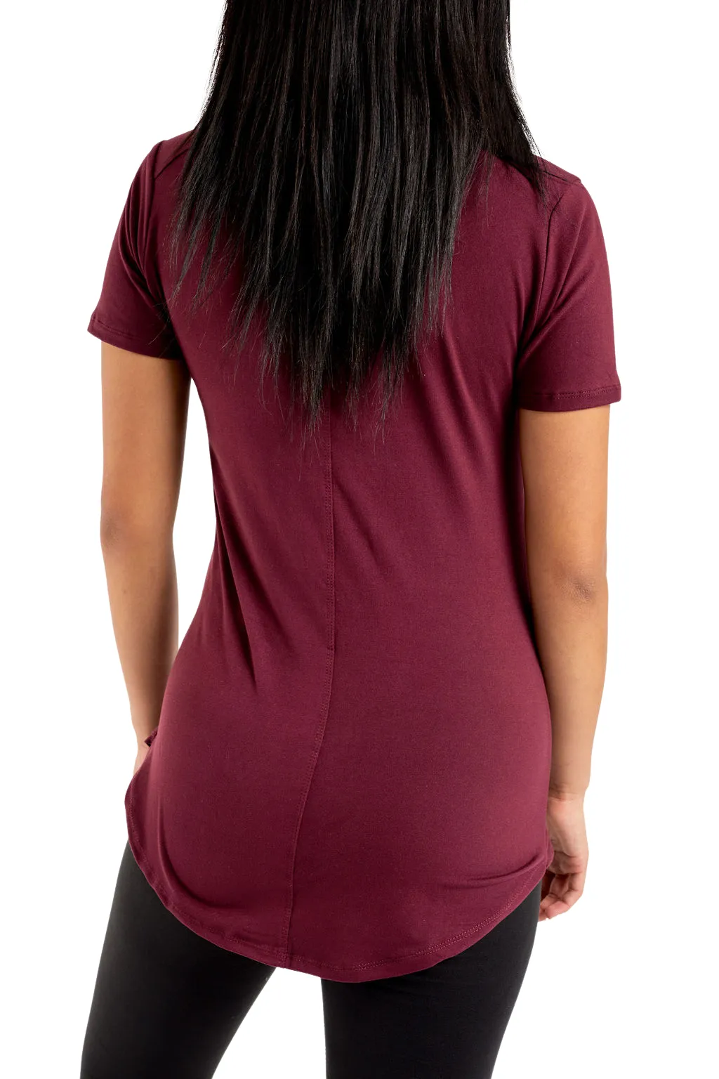 Burgundy - Short Sleeve Tunic Top