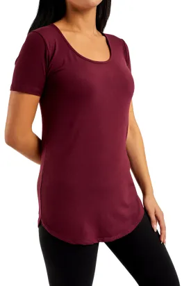 Burgundy - Short Sleeve Tunic Top