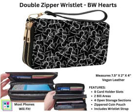 BW Hearts Double Zipper Wristlet by ML&M!