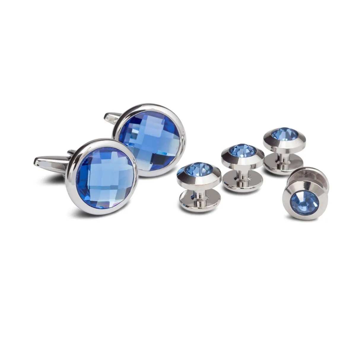 Cobalt Crystal Cufflinks and Studs