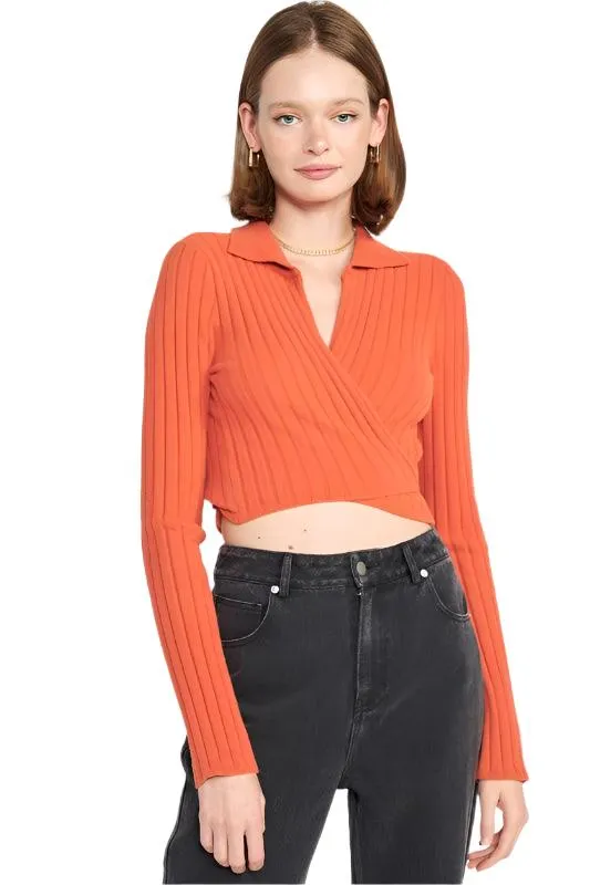 Collared Long Sleeve Crop Top