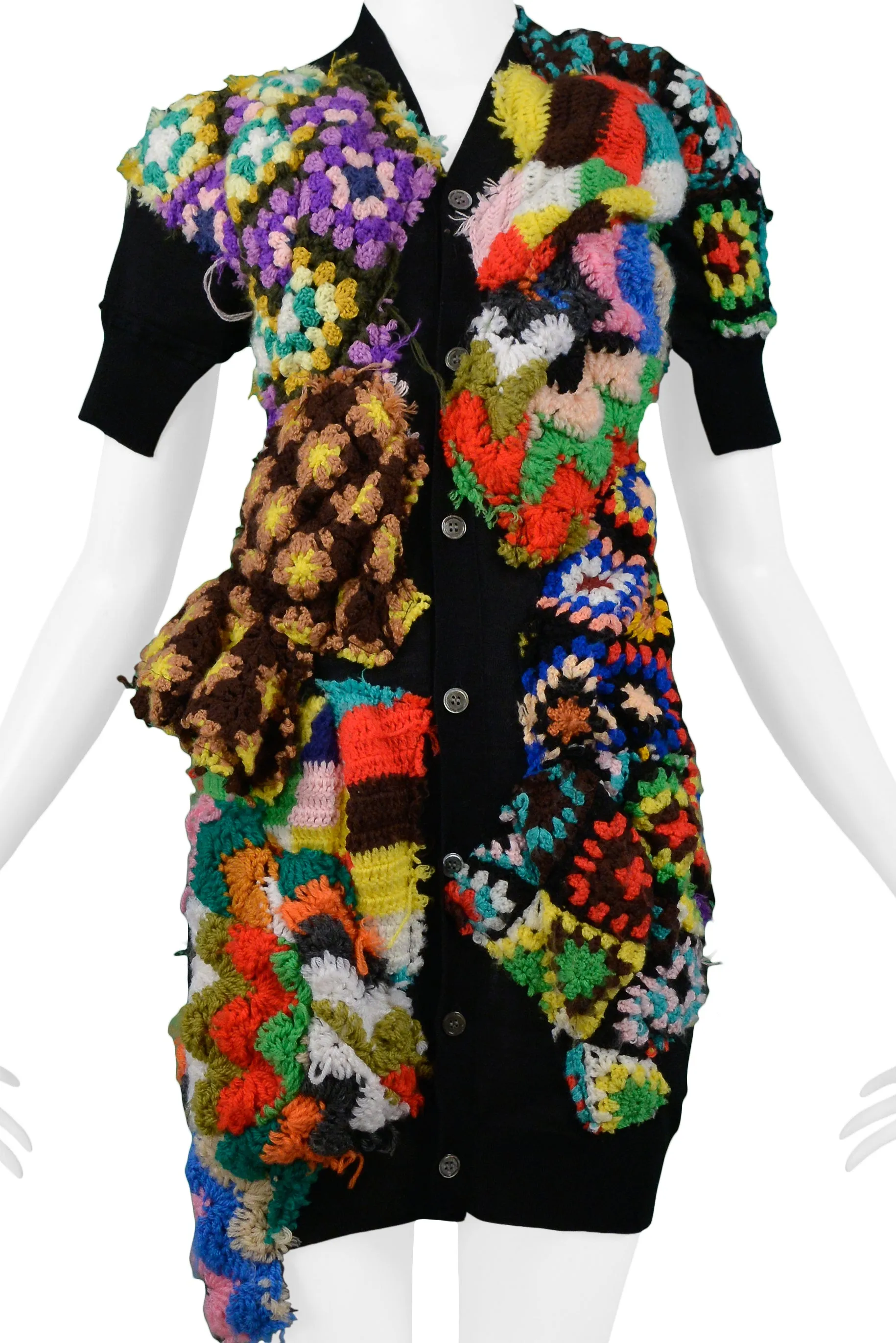 COMME DES GARCONS BLACK & MULTICOLOR CROCHET CARDIGAN DRESS 2009