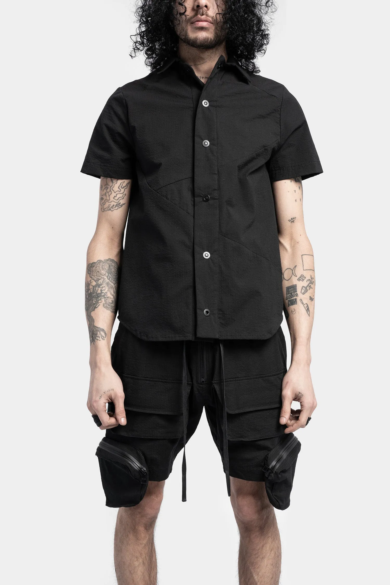 Cross cut short sleeve shirt