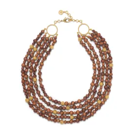 Earth Goddess Beads 5-Strand Necklace, 18" 2'' - Teak