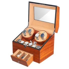 Edison 5 Modes Automatic Fraxinus Wood Watch Winder & Display Box