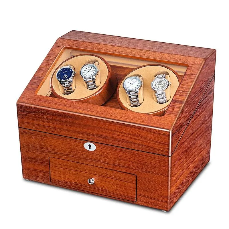 Edison 5 Modes Automatic Fraxinus Wood Watch Winder & Display Box