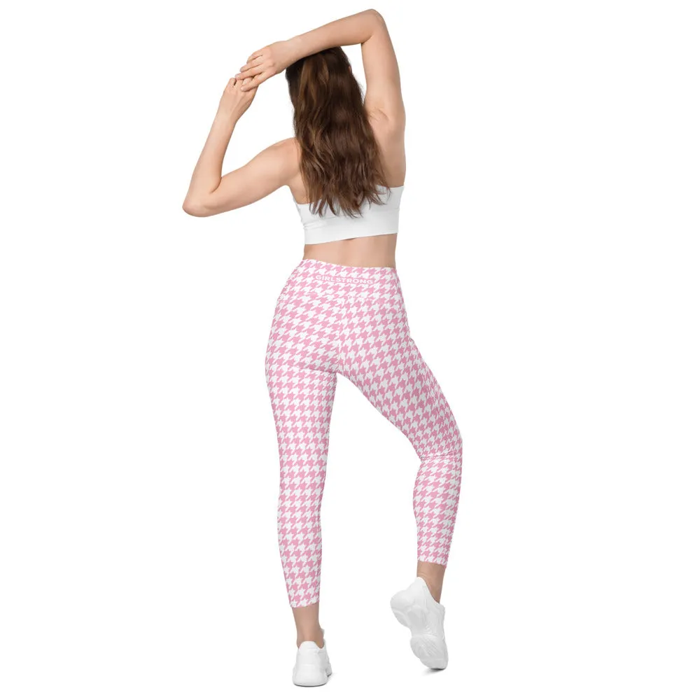 ELEVATED ESSENTIALS, THE PERFECT SIDE POCKET LEGGING PINK HOUNDSTOOTH