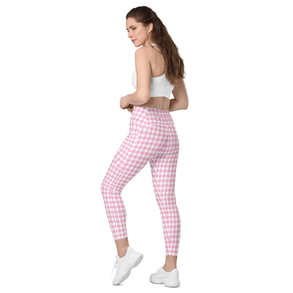 ELEVATED ESSENTIALS, THE PERFECT SIDE POCKET LEGGING PINK HOUNDSTOOTH