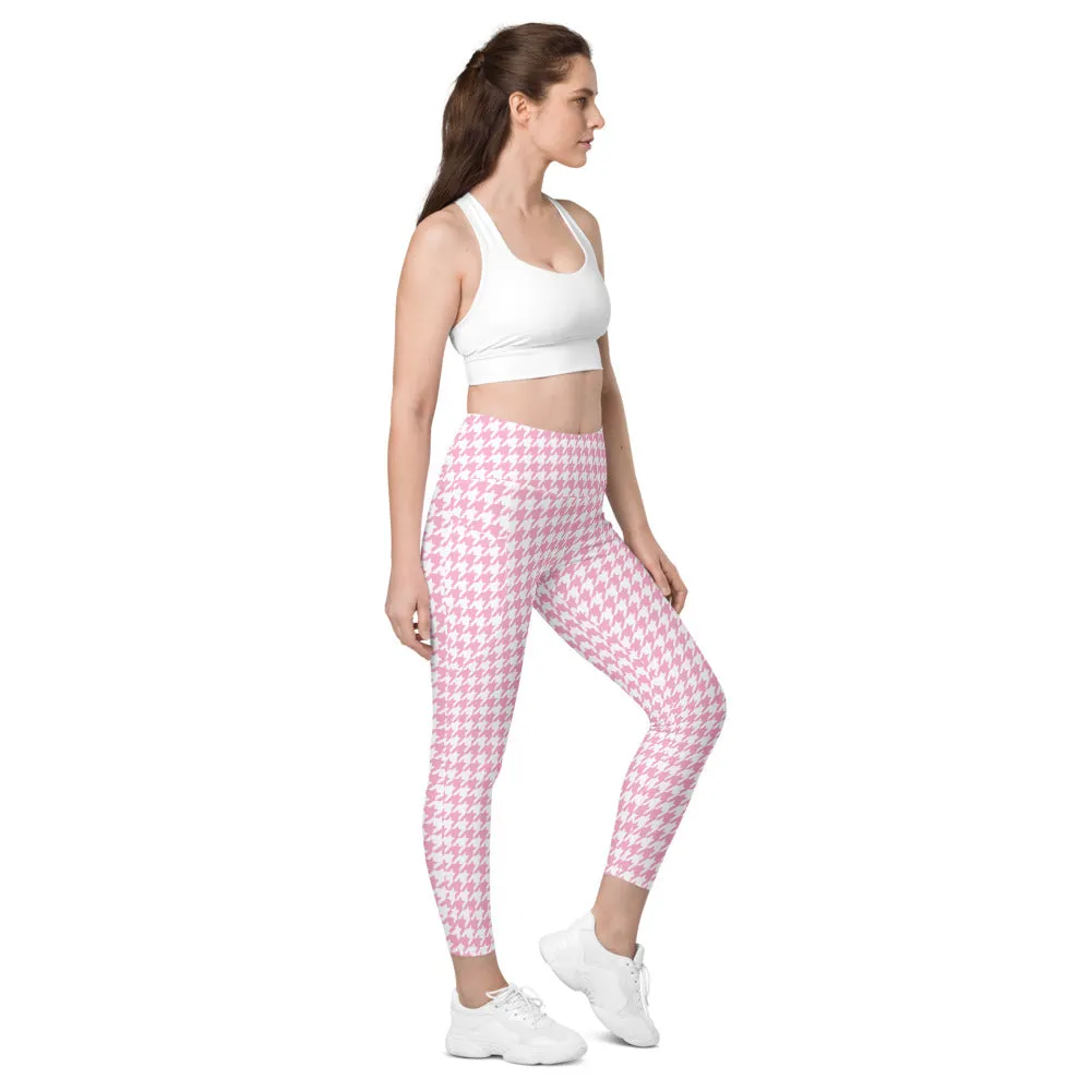 ELEVATED ESSENTIALS, THE PERFECT SIDE POCKET LEGGING PINK HOUNDSTOOTH