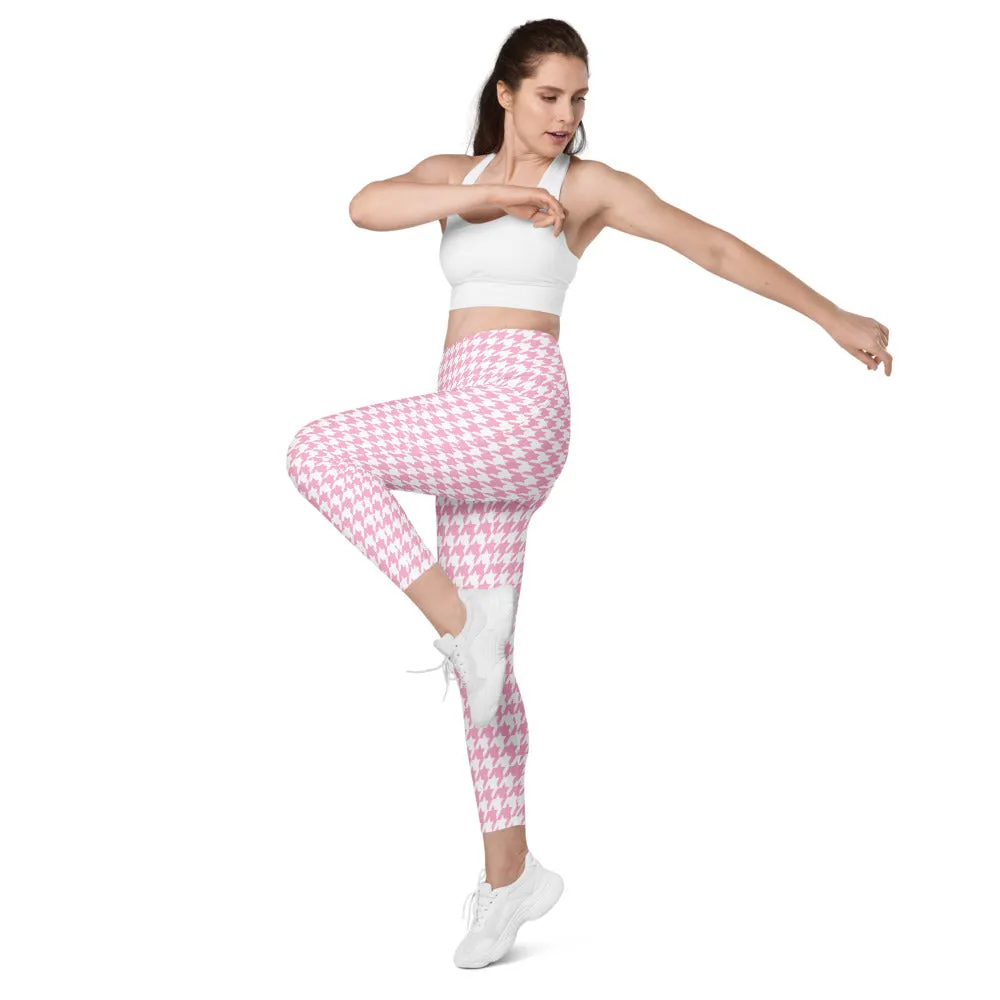 ELEVATED ESSENTIALS, THE PERFECT SIDE POCKET LEGGING PINK HOUNDSTOOTH