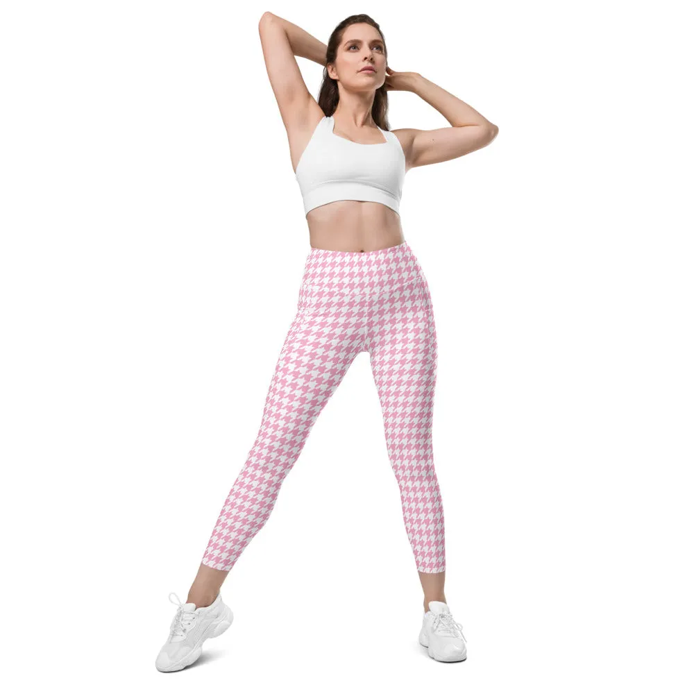 ELEVATED ESSENTIALS, THE PERFECT SIDE POCKET LEGGING PINK HOUNDSTOOTH