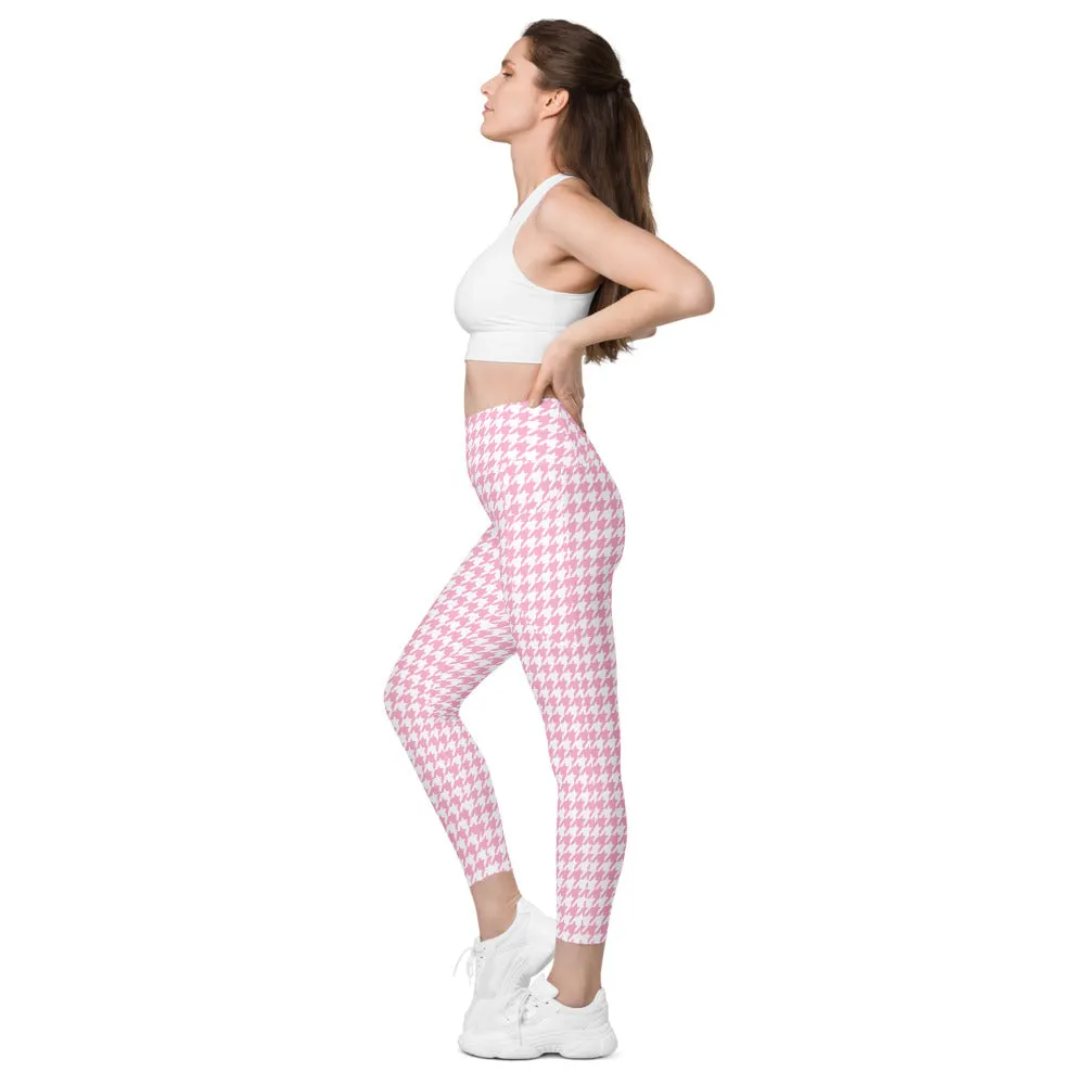 ELEVATED ESSENTIALS, THE PERFECT SIDE POCKET LEGGING PINK HOUNDSTOOTH