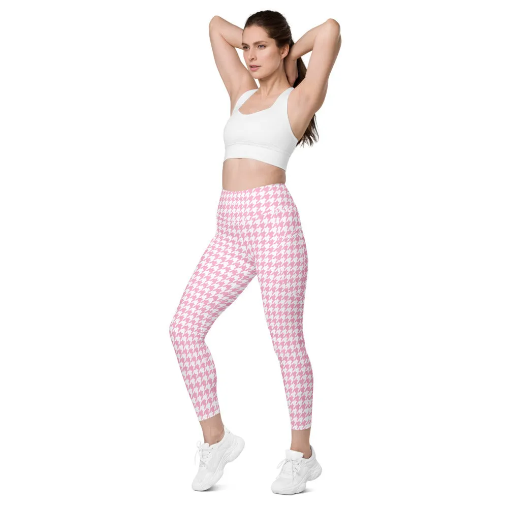 ELEVATED ESSENTIALS, THE PERFECT SIDE POCKET LEGGING PINK HOUNDSTOOTH