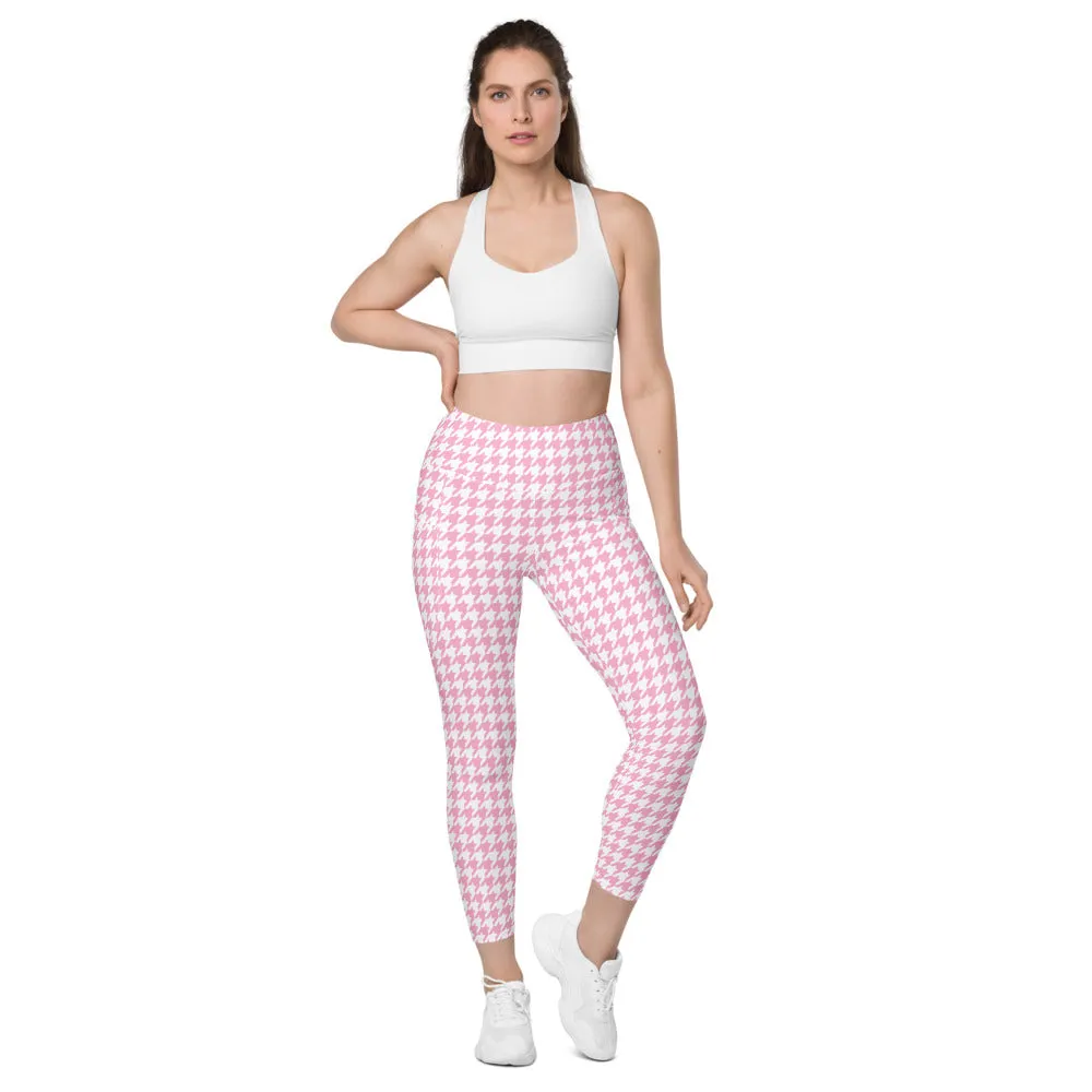 ELEVATED ESSENTIALS, THE PERFECT SIDE POCKET LEGGING PINK HOUNDSTOOTH