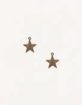 Etched Star Charm, 14x13mm, (2pcs)