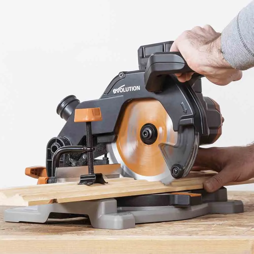 Evolution Cordless R185CMS-Li 7-1/4 in Compound Miter Saw 20V Li-Ion EXT Inc Multi-Material Blade