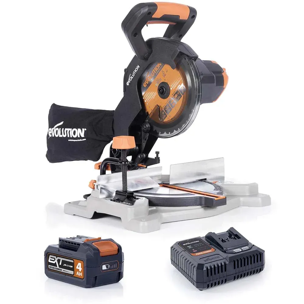 Evolution Cordless R185CMS-Li 7-1/4 in Compound Miter Saw 20V Li-Ion EXT Inc Multi-Material Blade