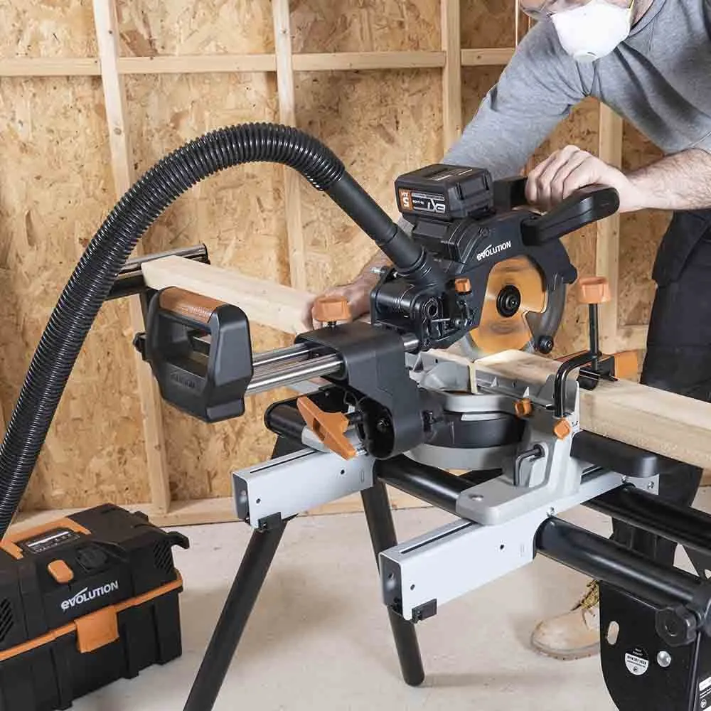 Evolution Cordless R185SMS-Li 7-1/4 in Sliding Miter Saw 20V Li-Ion EXT Inc Multi-Material Blade