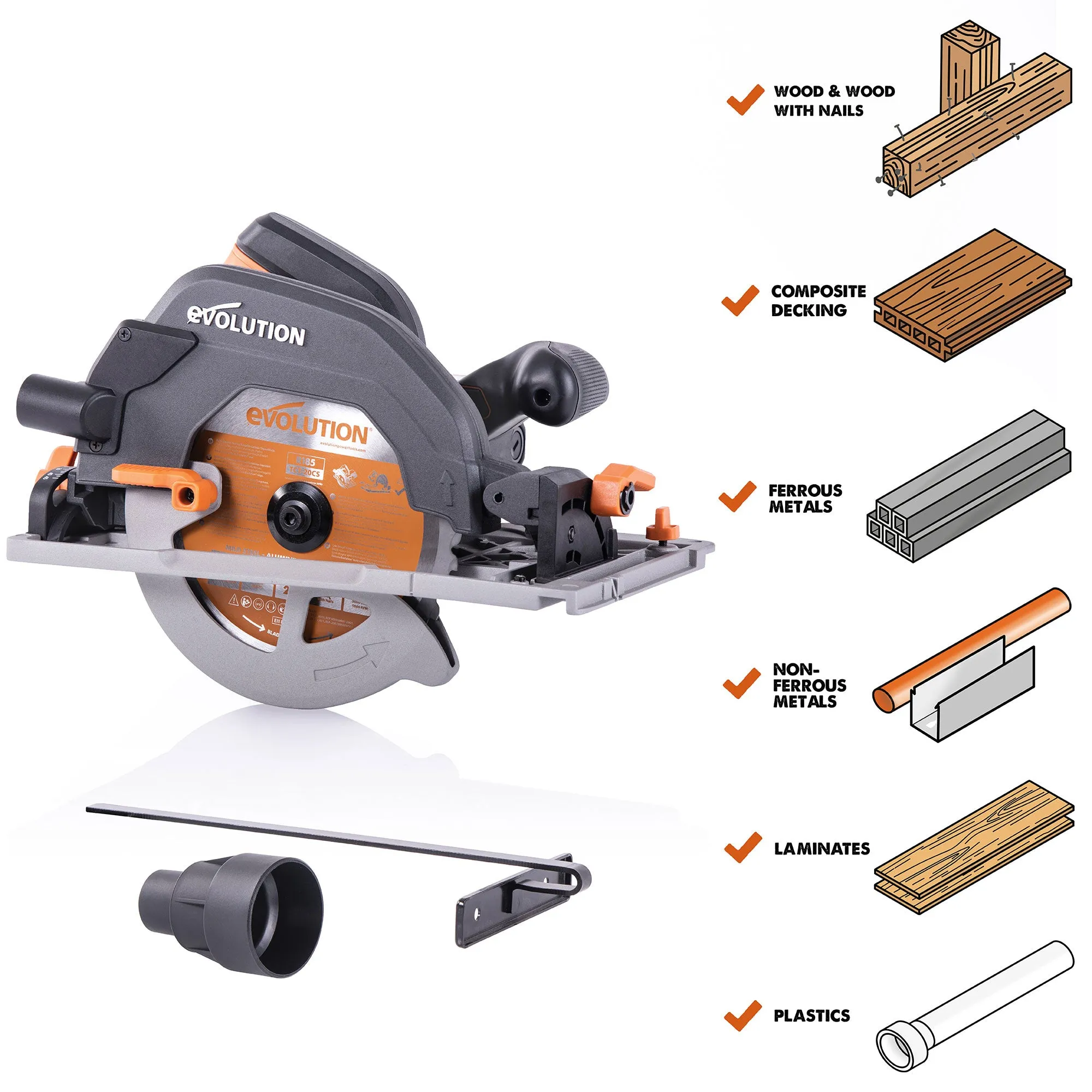 Evolution R185CCSX : Multi-Material Cutting Circular Saw 7-1/4 in. Blade