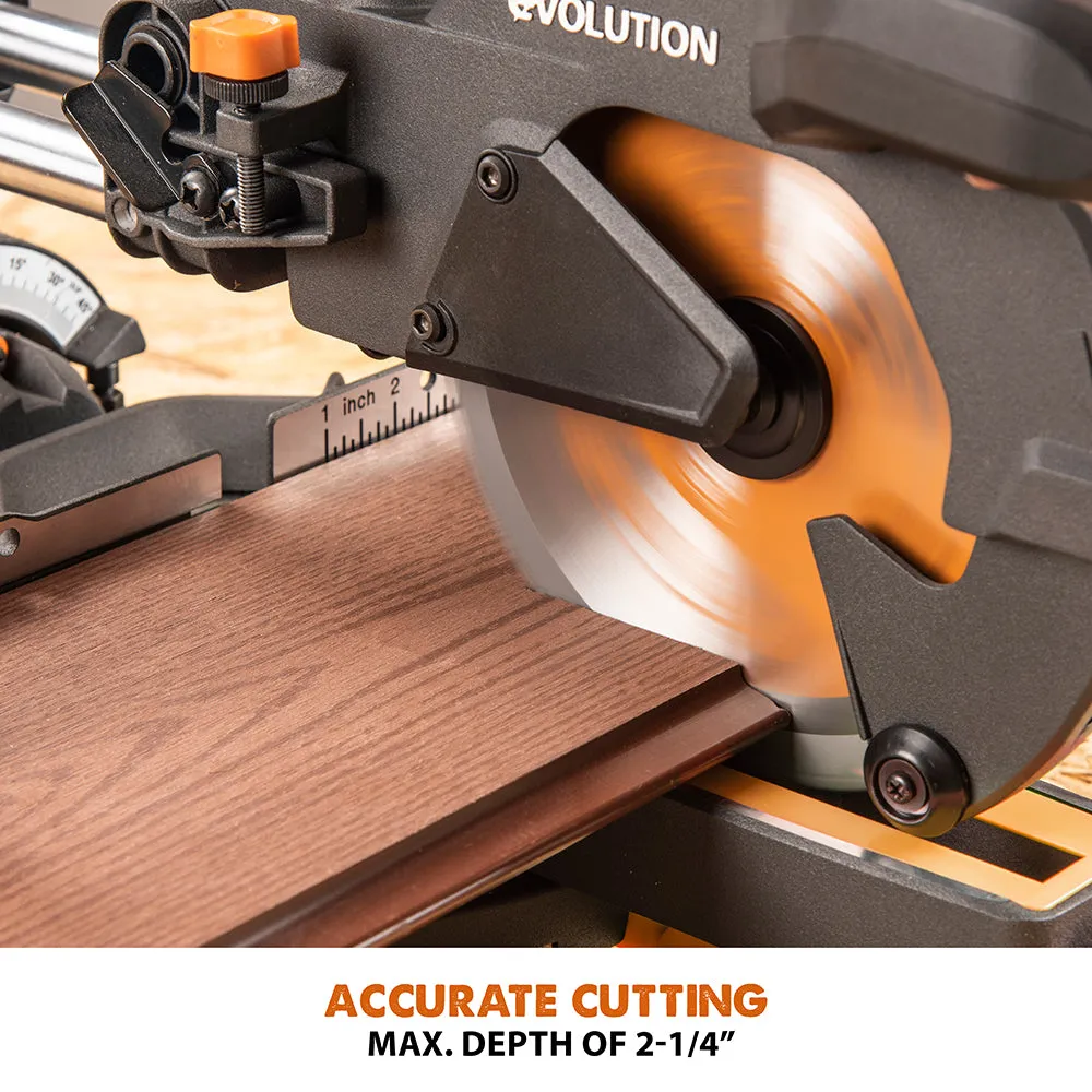 Evolution R185SMS : Single Bevel Sliding Miter Saw With 7-1/4 in. Multi-Material Cutting Blade