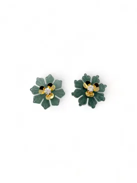 FLOWER DESIGN WITH ZICRON STONE WITN JADE IN LAY