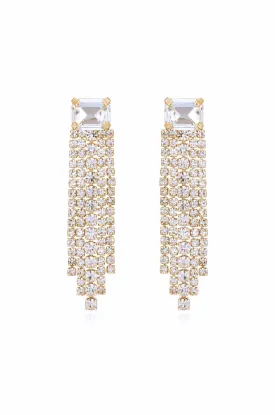 Formal Crystal Fringe Drop Earrings