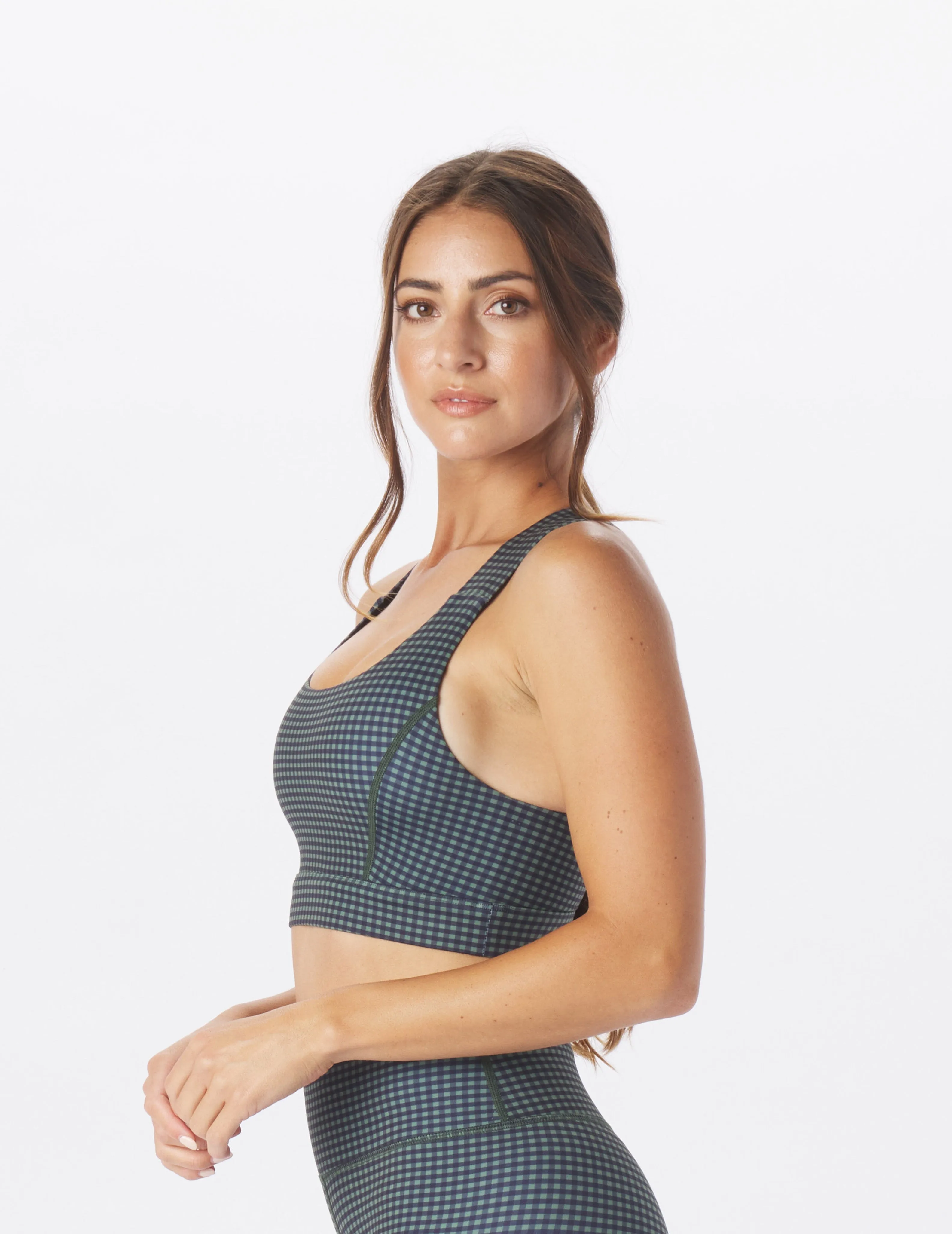 Full Force Bra: Black/Chive Gingham Plaid