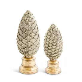 Gold Glitter Resin Pinecones on Pedestals