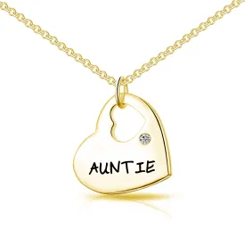 Gold Plated Auntie Heart Necklace Created with Zircondia® Crystals