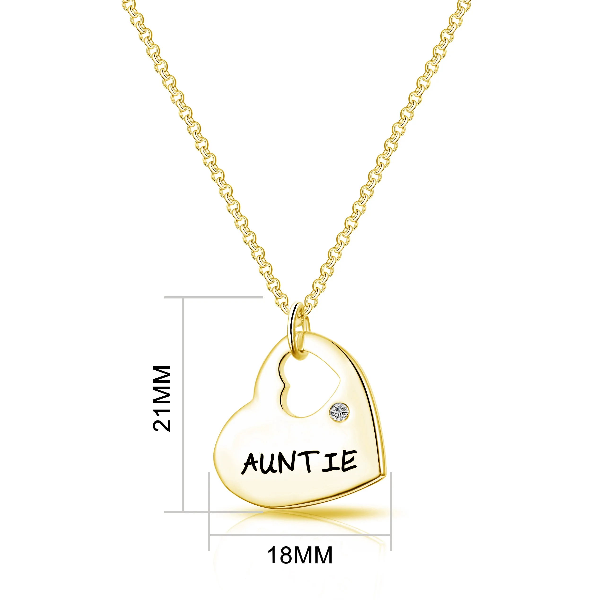 Gold Plated Auntie Heart Necklace Created with Zircondia® Crystals