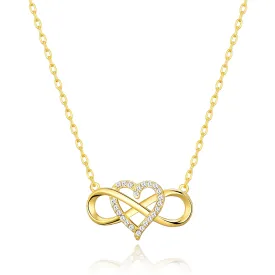 Gold Plated Infinity Heart Necklace Created with Zircondia® Crystals