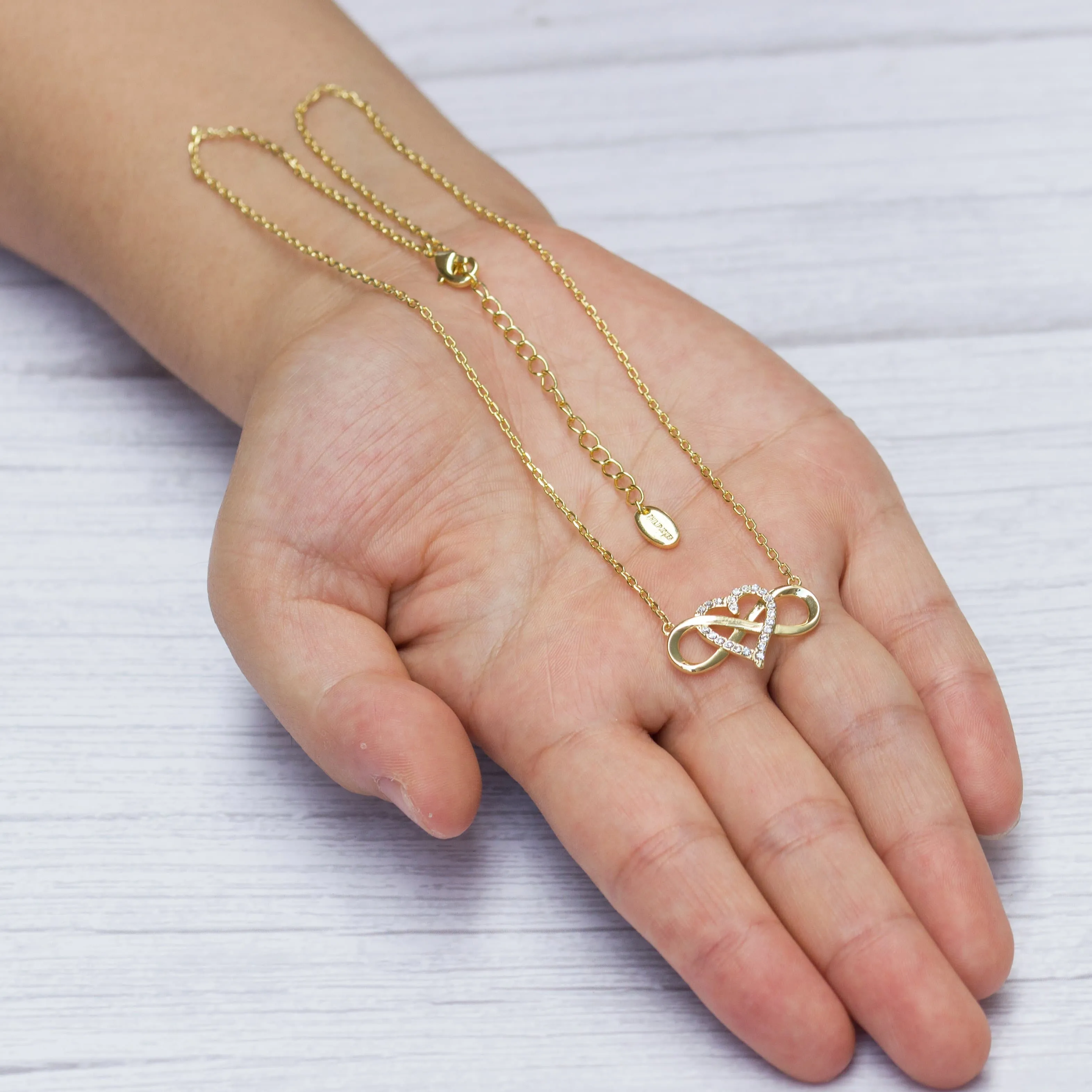 Gold Plated Infinity Heart Necklace Created with Zircondia® Crystals