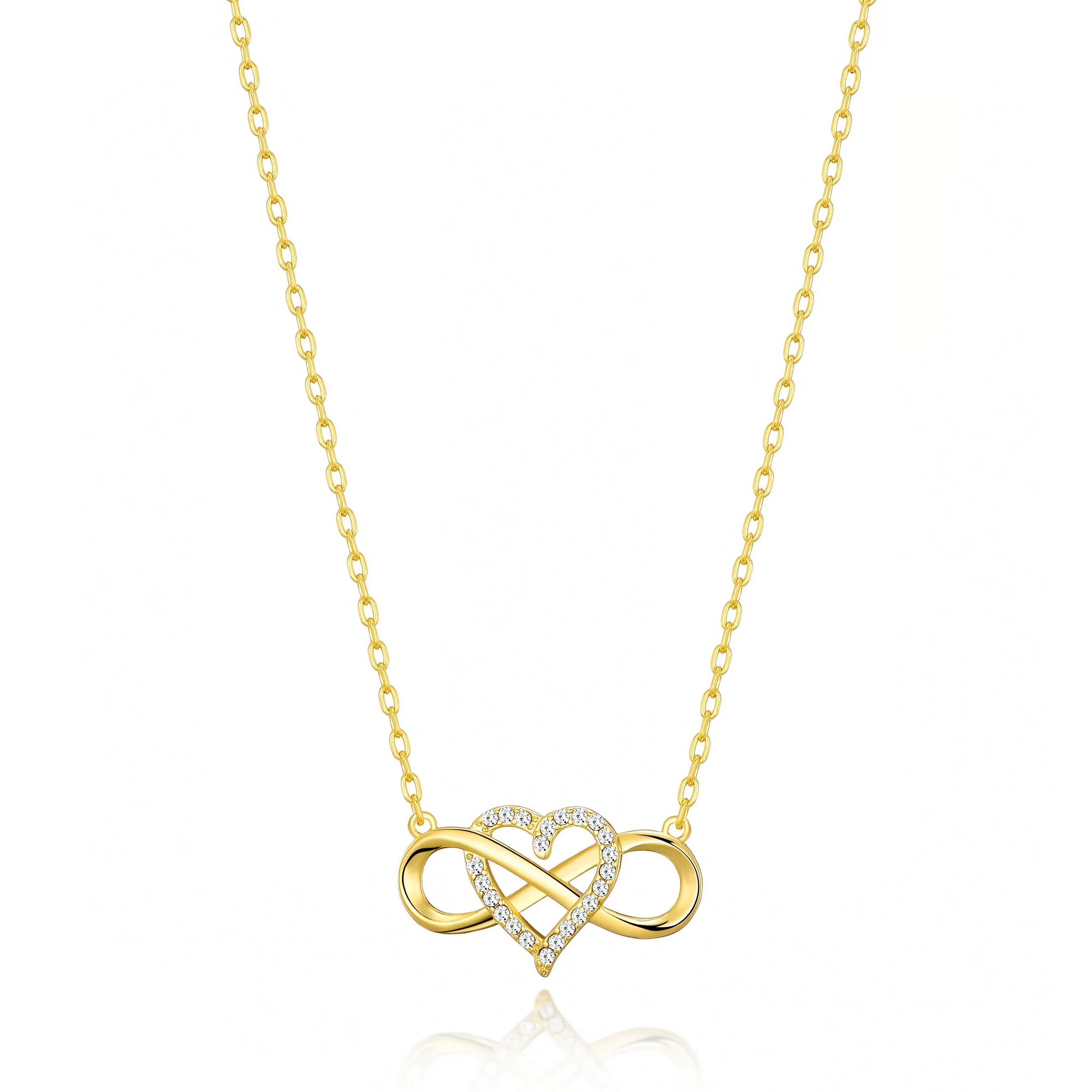 Gold Plated Infinity Heart Necklace Created with Zircondia® Crystals