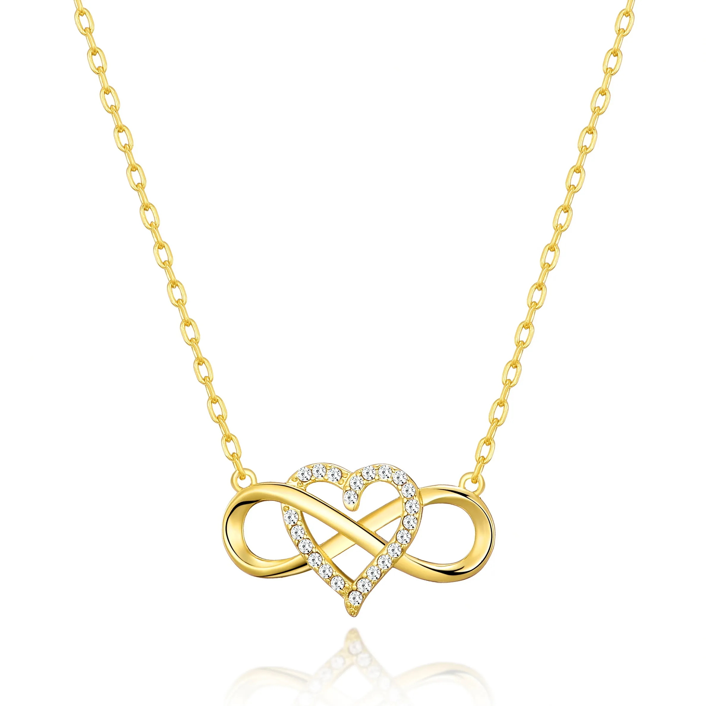 Gold Plated Infinity Heart Necklace Created with Zircondia® Crystals