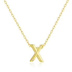 Gold Plated Initial Necklace Letter X Created with Zircondia® Crystals