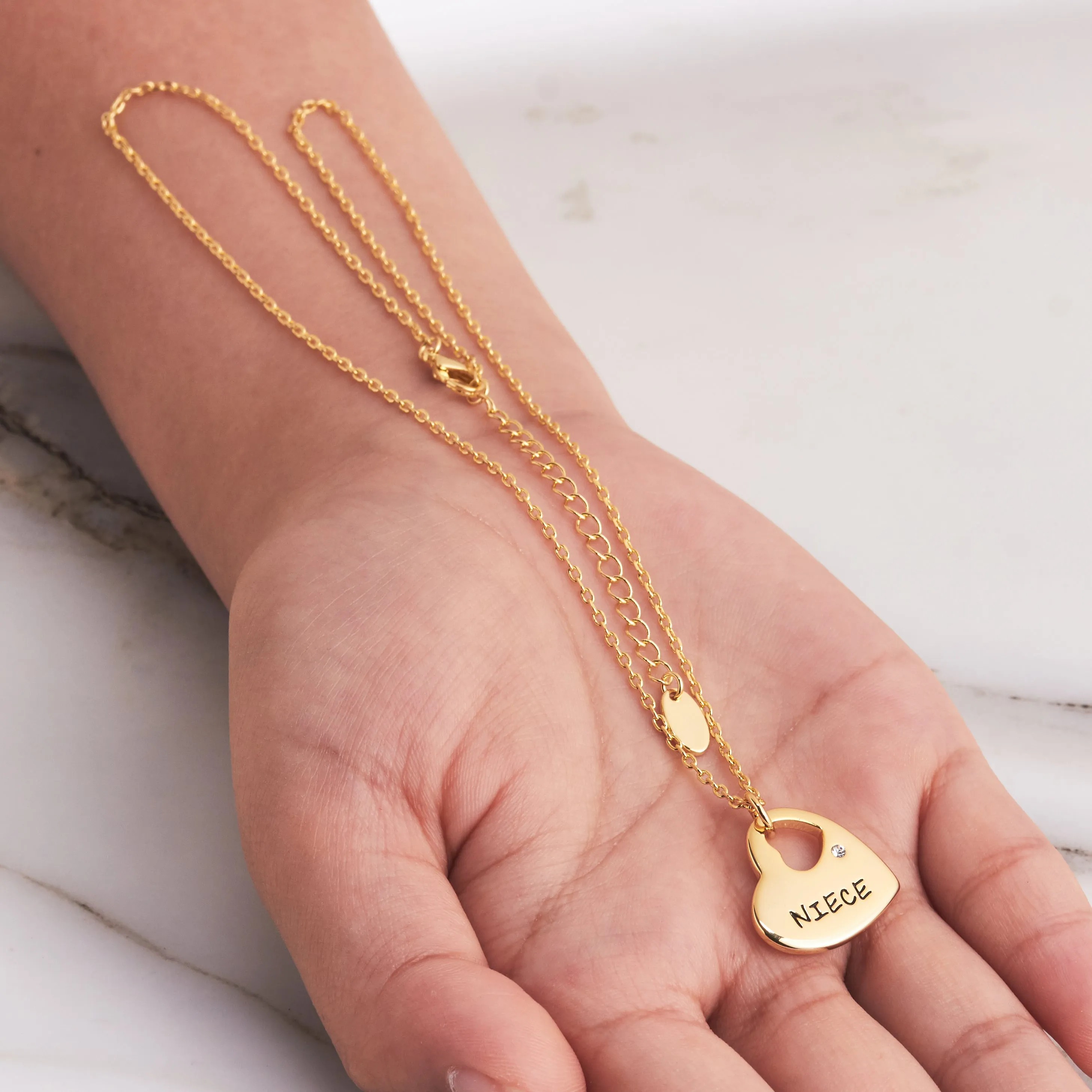 Gold Plated Niece Heart Necklace Created with Zircondia® Crystals