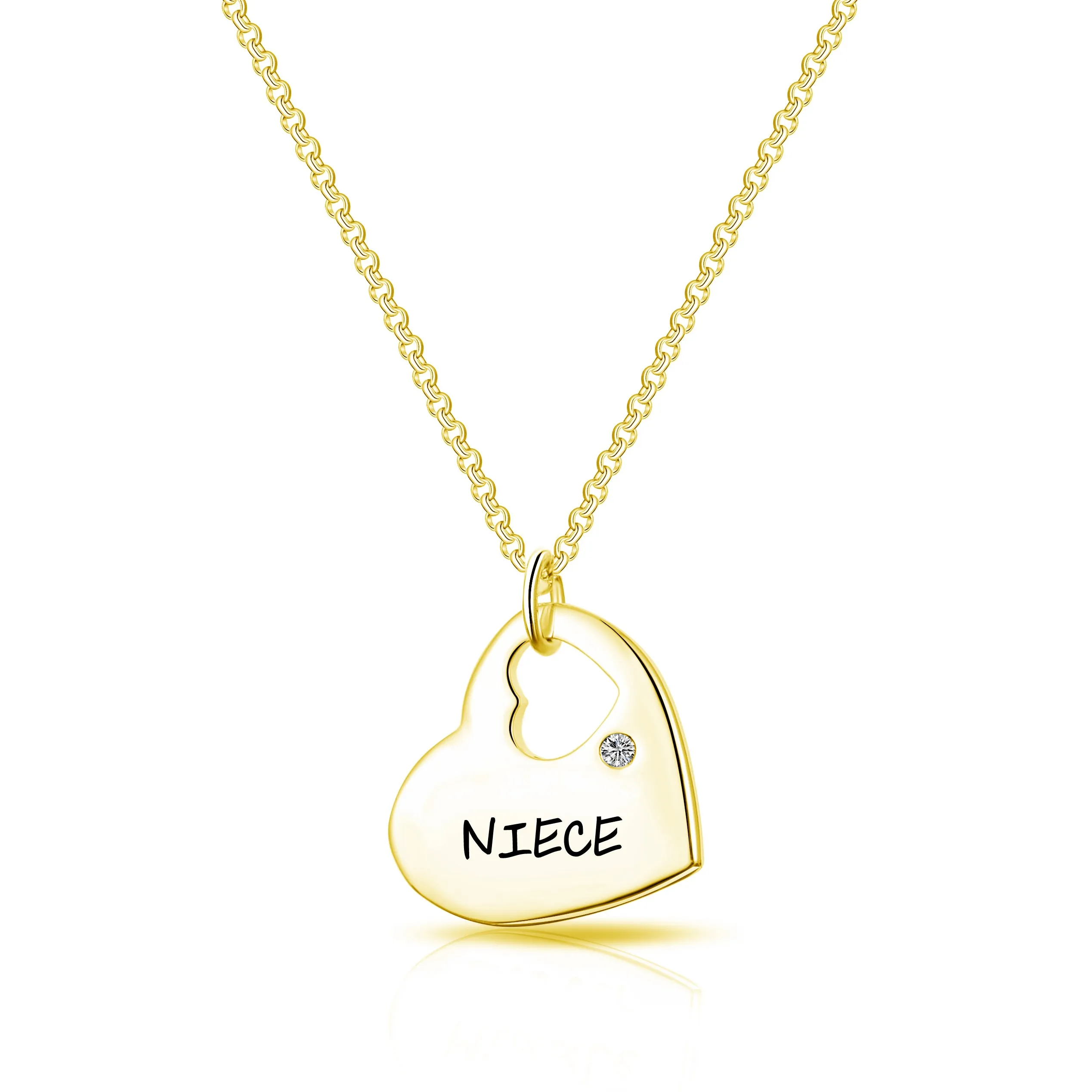 Gold Plated Niece Heart Necklace Created with Zircondia® Crystals