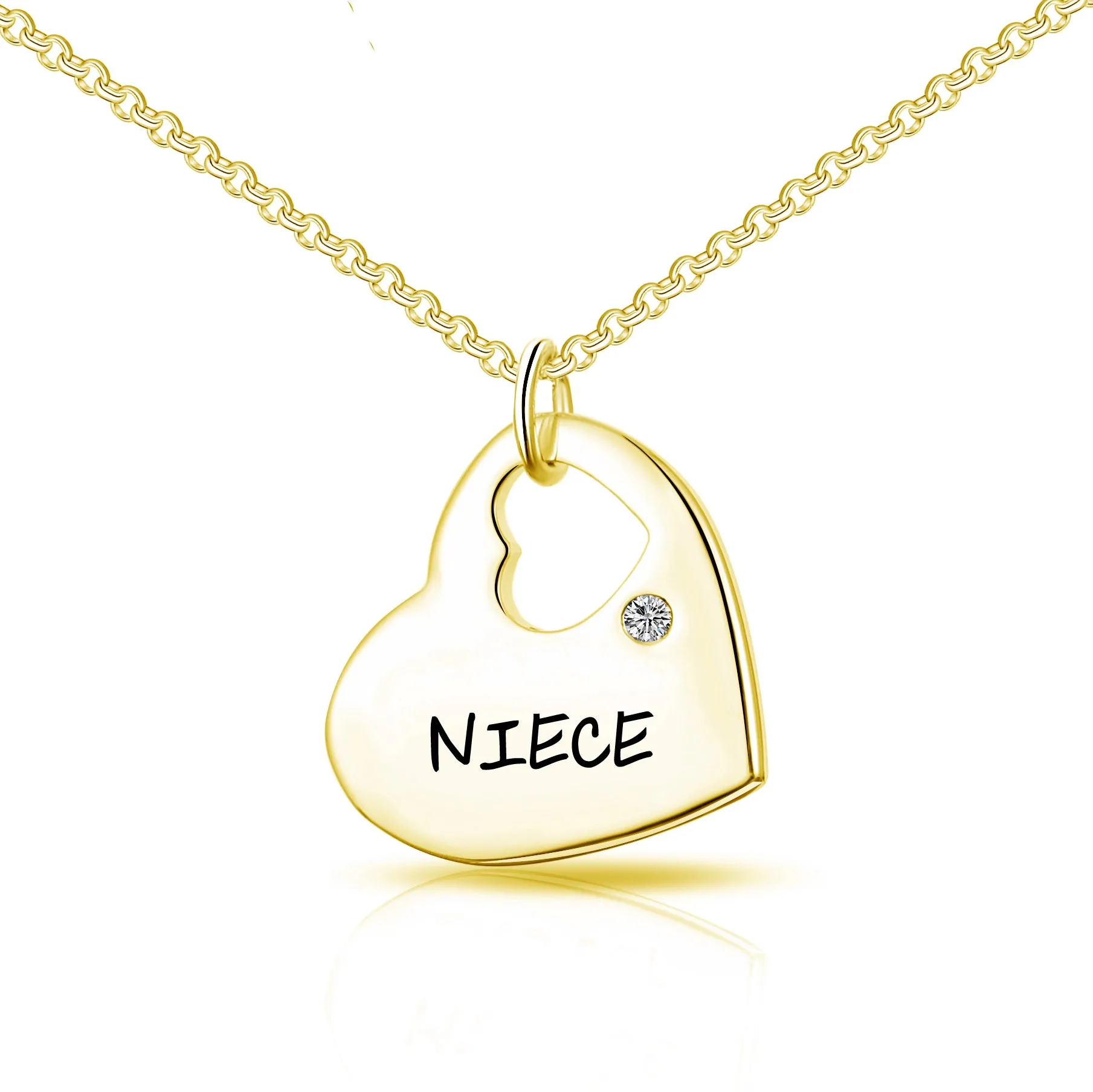 Gold Plated Niece Heart Necklace Created with Zircondia® Crystals