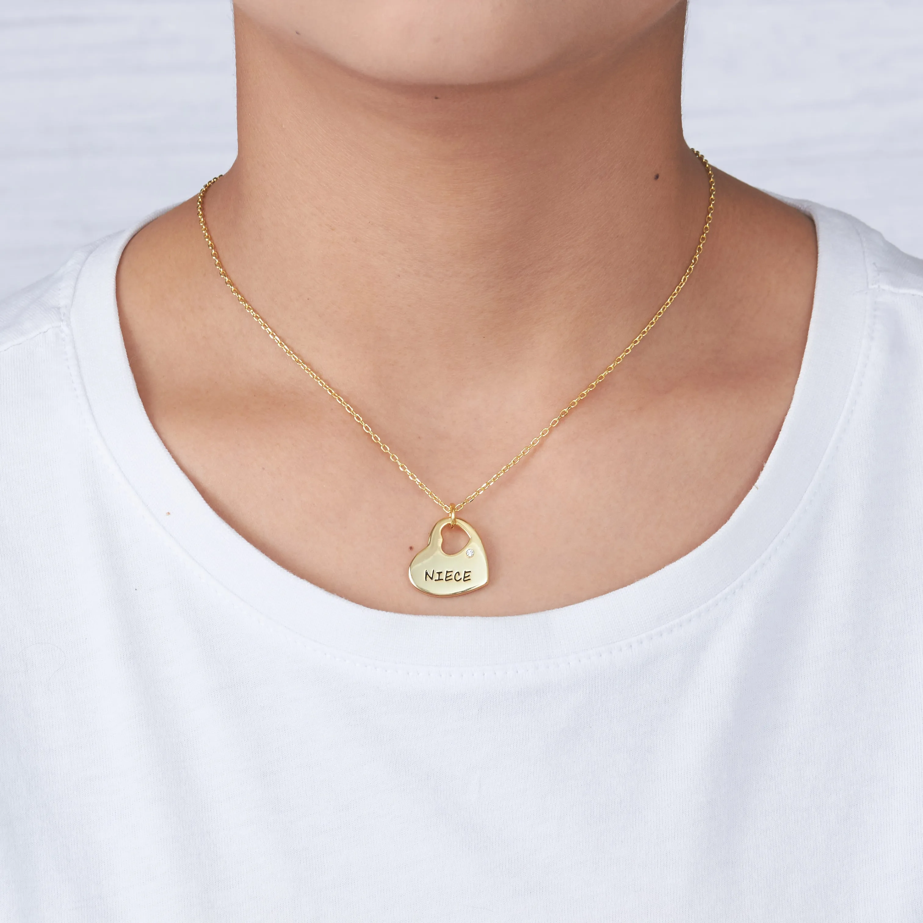 Gold Plated Niece Heart Necklace Created with Zircondia® Crystals