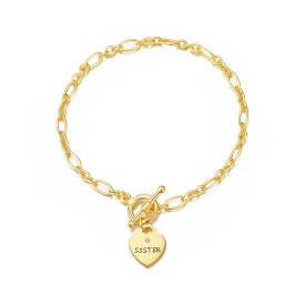 Gold Plated Sister Charm Bracelet Created with Zircondia® Crystals