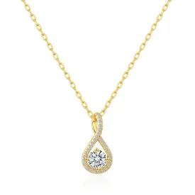 Gold Plated Solitaire Twist Necklace Created with Zircondia® Crystals