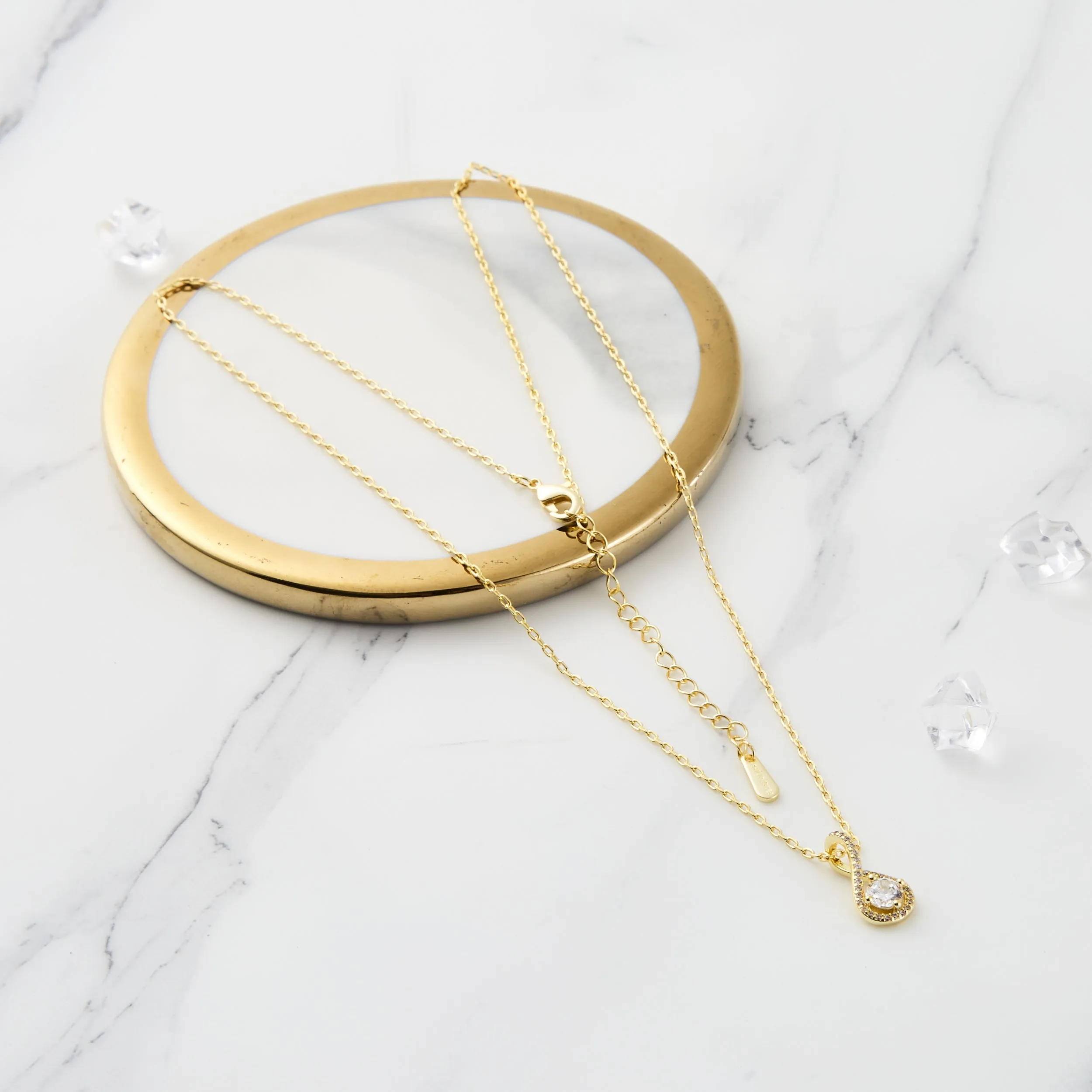 Gold Plated Solitaire Twist Necklace Created with Zircondia® Crystals