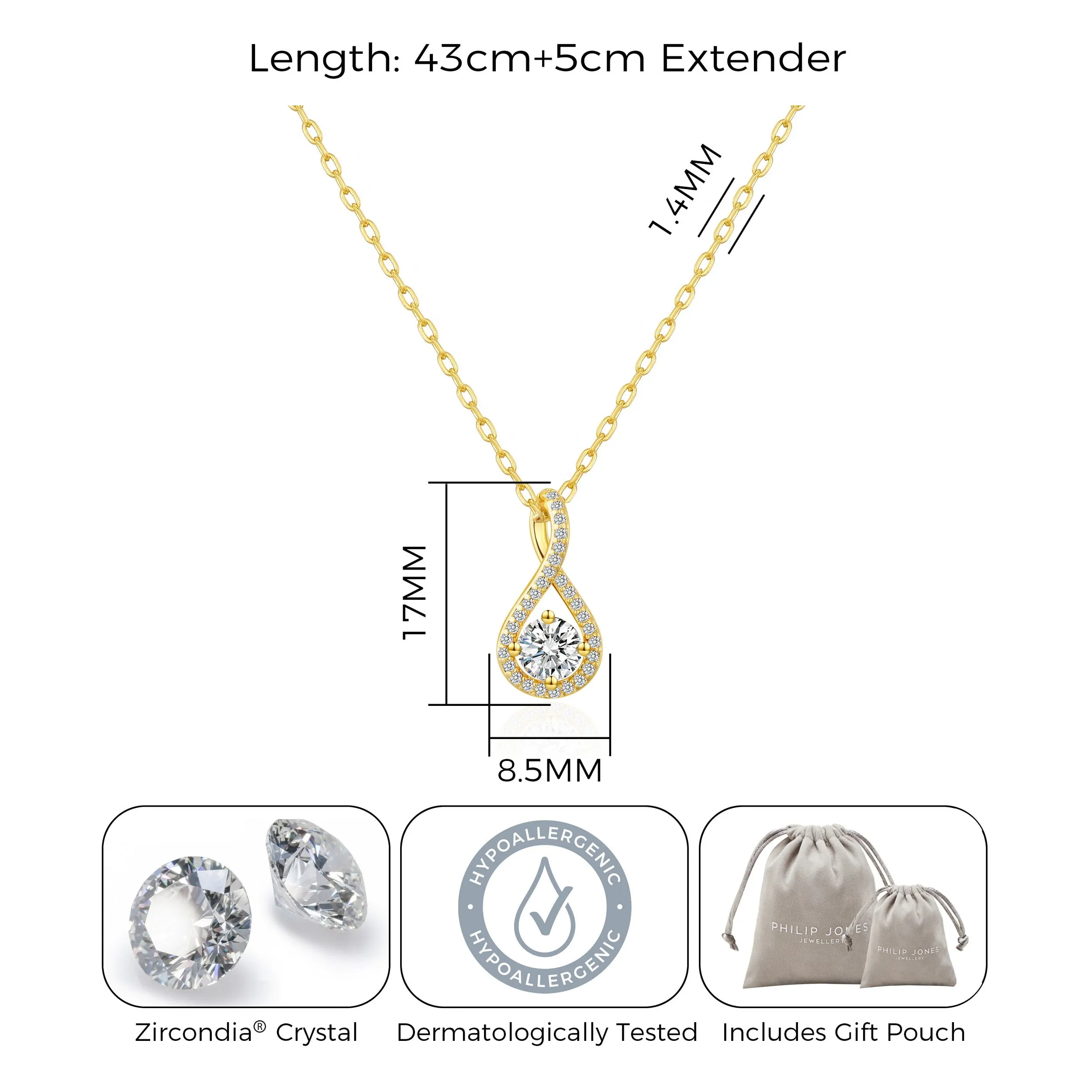 Gold Plated Solitaire Twist Necklace Created with Zircondia® Crystals