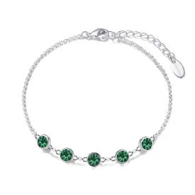 Green Crystal Chain Bracelet Created with Zircondia® Crystals