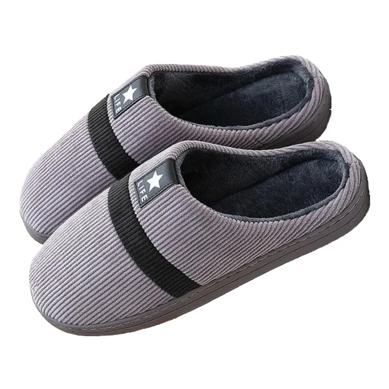 Groovywish Men Cozy Winter Slippers Flat Short Fur Home Slides