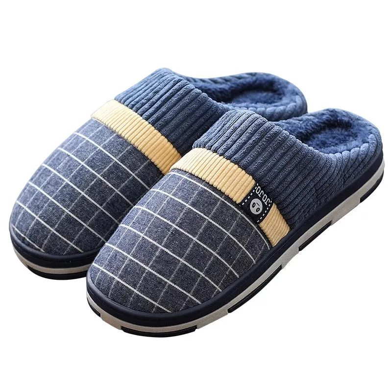 Groovywish Men Winter Slippers Warm Round Toe Soft Home Shoes